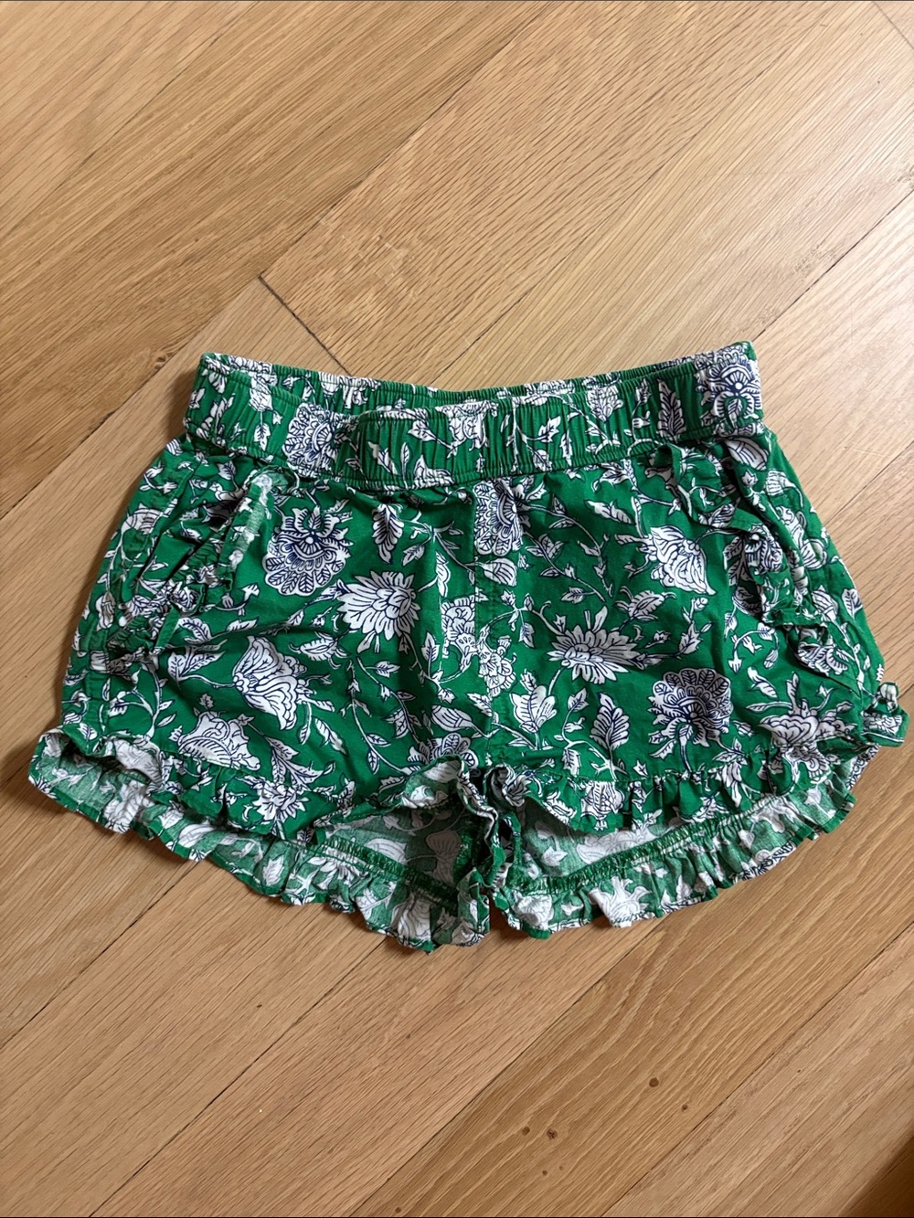 Crewcuts Green Floral Ruffle Shorts